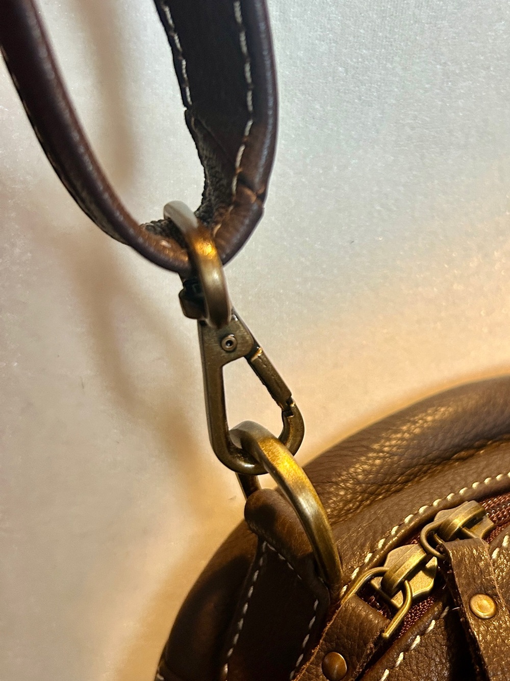 Round Cowhide Crossbody Bag in Brown - Picture 4 of 8